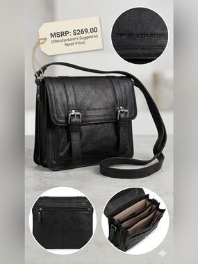Spikes & Sparrow Black Leather Crossbody Bag for Women